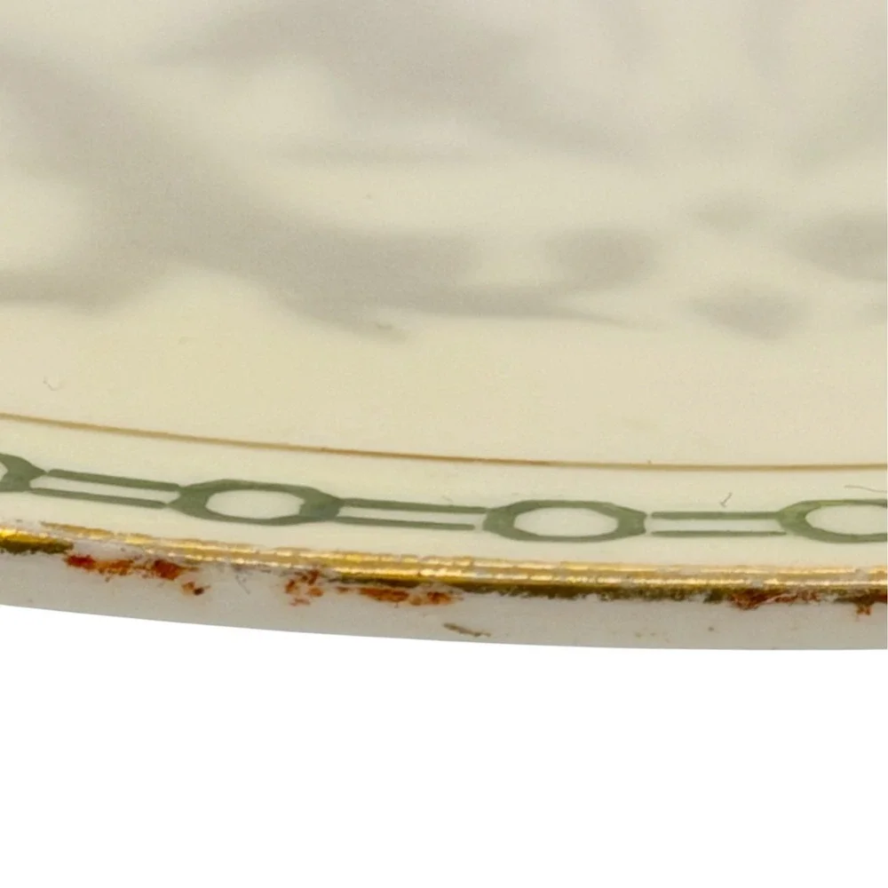 Antique German (K&L) Porcelain Handled Serving Platter Pink Roses Gold c.1910